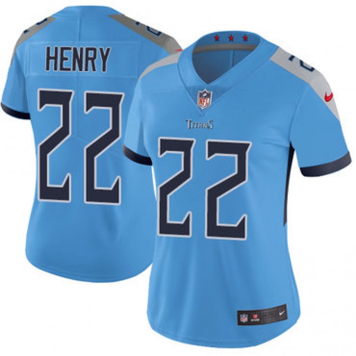 Nike Titans #22 Derrick Henry Light Blue Team Color Women's Stitched NFL Vapor Untouchable Limited Jersey