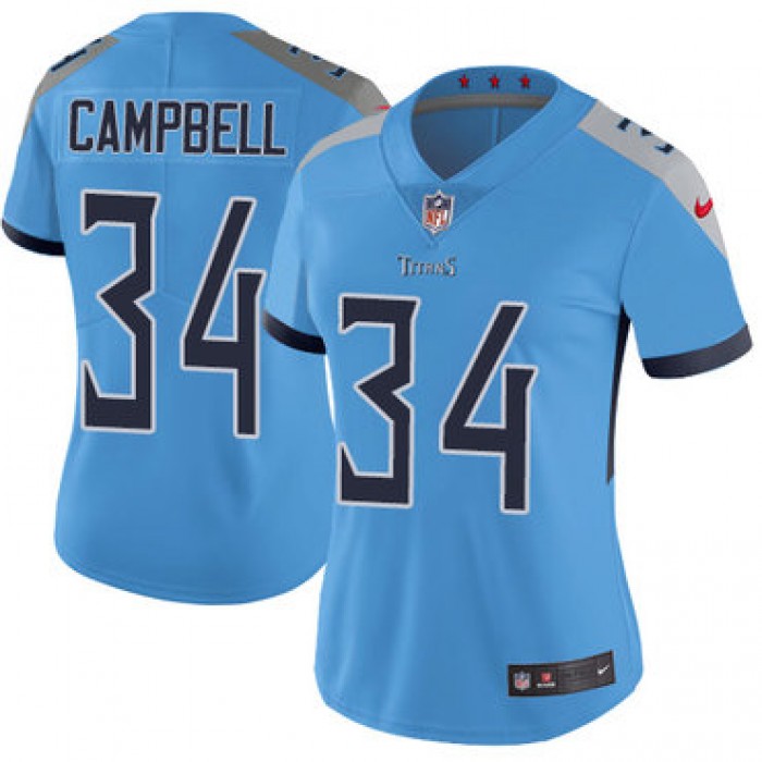 Nike Titans #34 Earl Campbell Light Blue Team Color Women's Stitched NFL Vapor Untouchable Limited Jersey