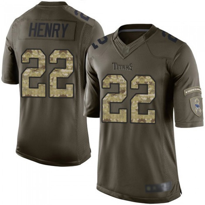 Titans #22 Derrick Henry Green Men's Stitched Football Limited 2015 Salute To Service Jersey