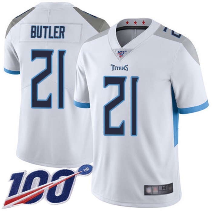 Nike Titans #21 Malcolm Butler White Men's Stitched NFL 100th Season Vapor Limited Jersey