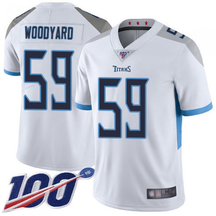 Nike Titans #59 Wesley Woodyard White Men's Stitched NFL 100th Season Vapor Limited Jersey