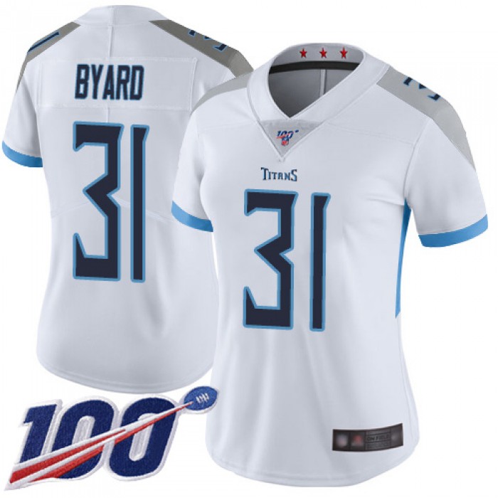 Titans #31 Kevin Byard White Women's Stitched Football 100th Season Vapor Limited Jersey