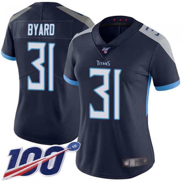 Titans #31 Kevin Byard Navy Blue Team Color Women's Stitched Football 100th Season Vapor Limited Jersey