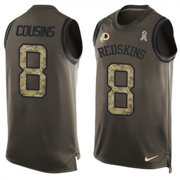 Men's Washington Redskins #8 Kirk Cousins Green Salute to Service Hot Pressing Player Name & Number Nike NFL Tank Top Jersey