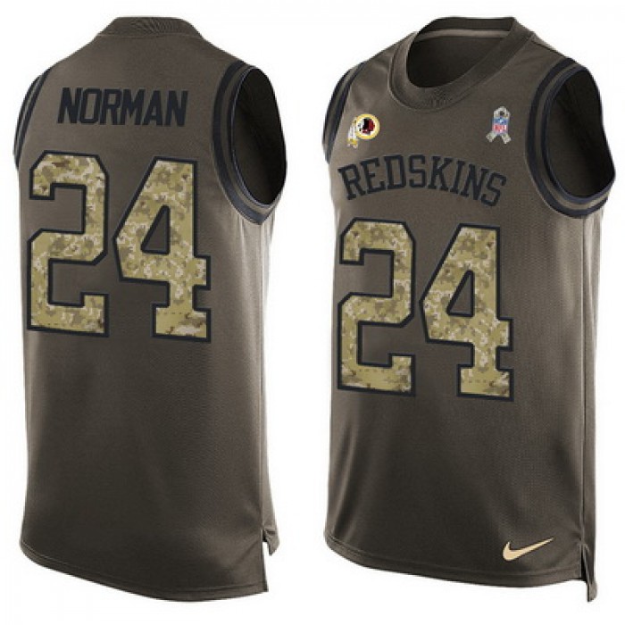 Men's Washington Redskins #24 Josh Norman Green Salute to Service Hot Pressing Player Name & Number Nike NFL Tank Top Jersey