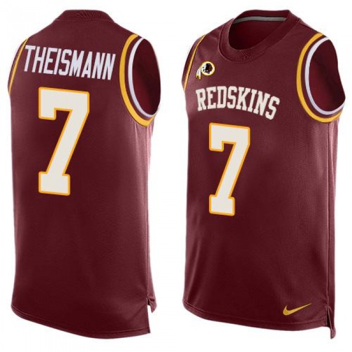 Men's Washington Redskins #7 Joe Theismann Burgundy Red Hot Pressing Player Name & Number Nike NFL Tank Top Jersey