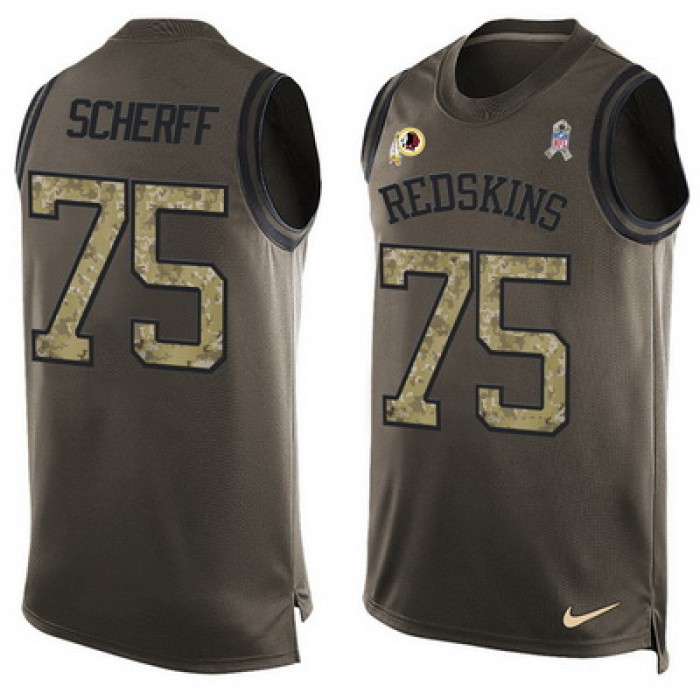 Men's Washington Redskins #75 Brandon Scherff Green Salute to Service Hot Pressing Player Name & Number Nike NFL Tank Top Jersey