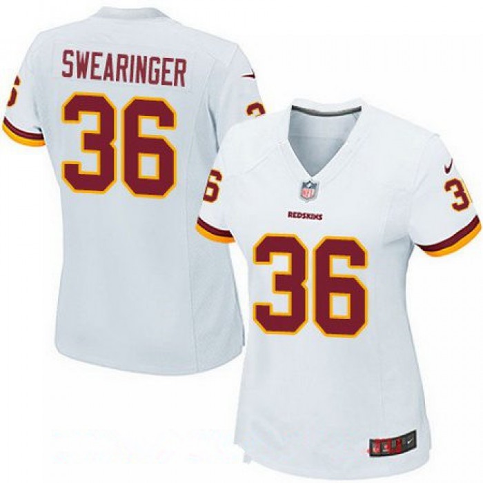 Women's Washington Redskins #36 D.J. Swearinger White Road Stitched NFL Nike Elite Jersey
