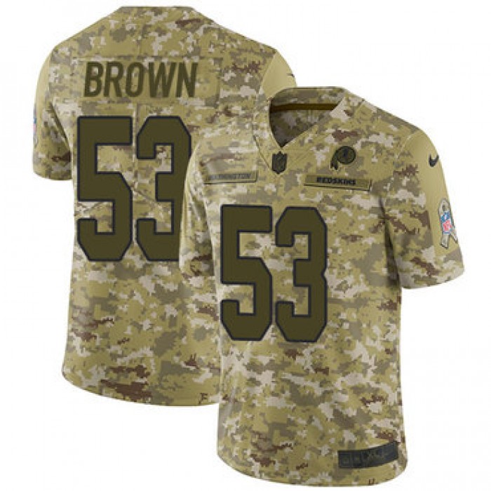 Nike Redskins #53 Zach Brown Camo Men's Stitched NFL Limited 2018 Salute To Service Jersey
