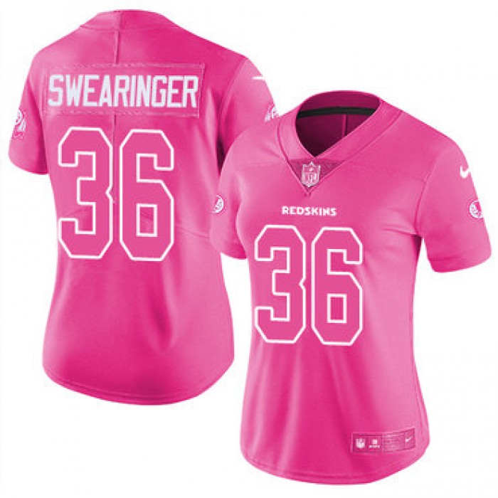 Women's Nike Washington Redskins #36 D.J. Swearinger Pink Stitched NFL Limited Rush Fashion Jersey
