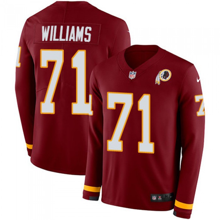 Nike Redskins #71 Trent Williams Burgundy Red Team Color Men's Stitched NFL Limited Therma Long Sleeve Jersey