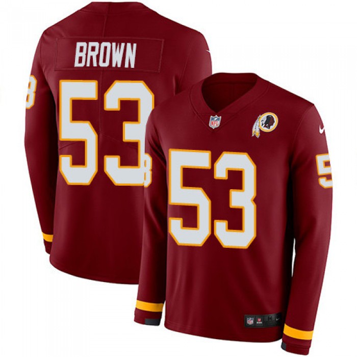 Nike Redskins #53 Zach Brown Burgundy Red Team Color Men's Stitched NFL Limited Therma Long Sleeve Jersey