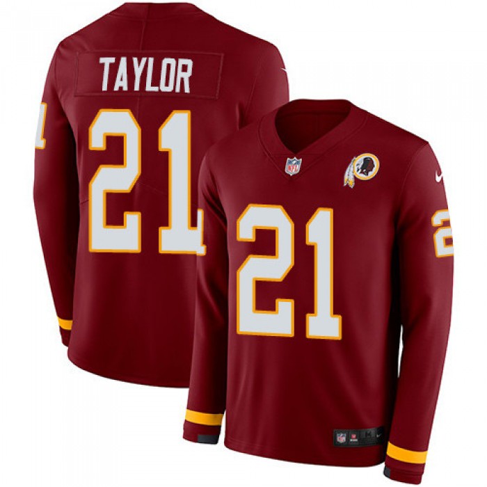Nike Redskins #21 Sean Taylor Burgundy Red Team Color Men's Stitched NFL Limited Therma Long Sleeve Jersey