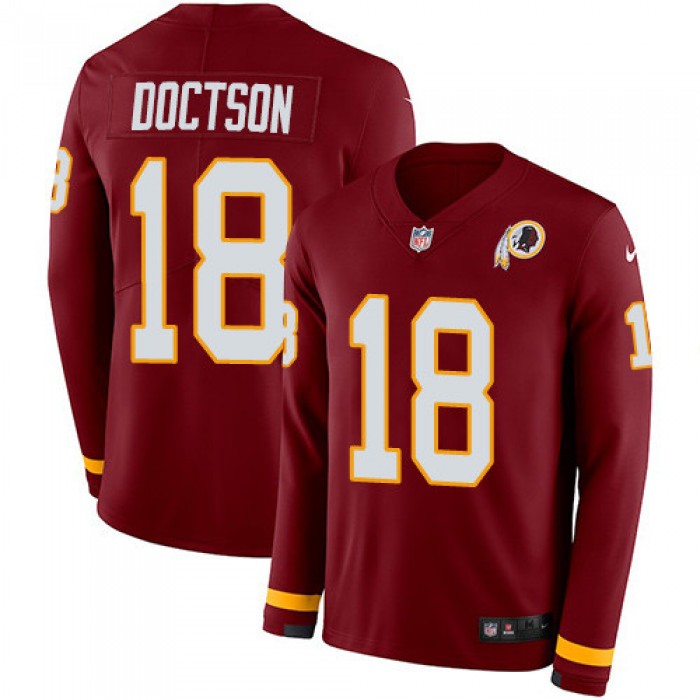 Nike Redskins #18 Josh Doctson Burgundy Red Team Color Men's Stitched NFL Limited Therma Long Sleeve Jersey