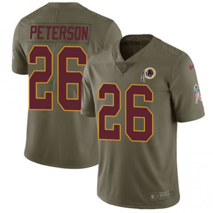 Nike Washington Redskins #26 Adrian Peterson Olive Men's Stitched NFL Limited 2017 Salute To Service Jersey
