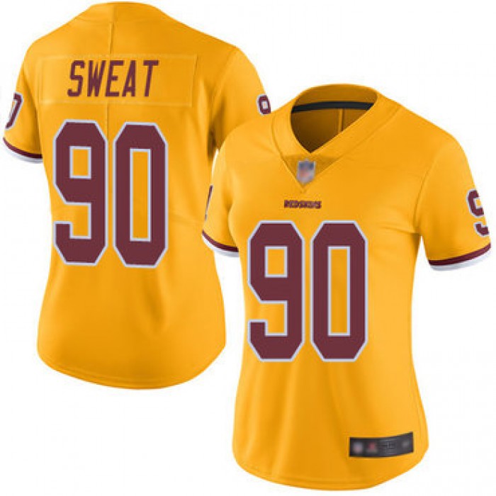 Redskins #90 Montez Sweat Gold Women's Stitched Football Limited Rush Jersey
