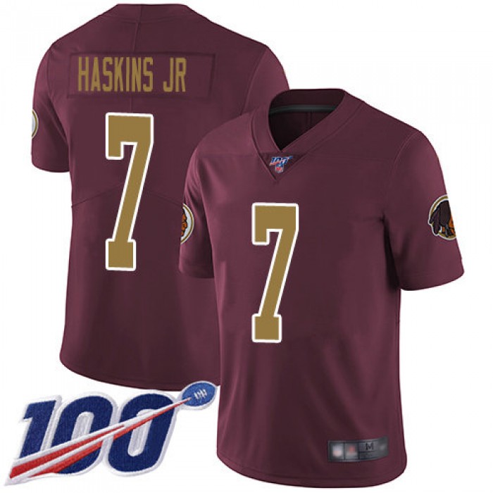 Redskins #7 Dwayne Haskins Jr Burgundy Red Alternate Men's Stitched Football 100th Season Vapor Limited Jersey
