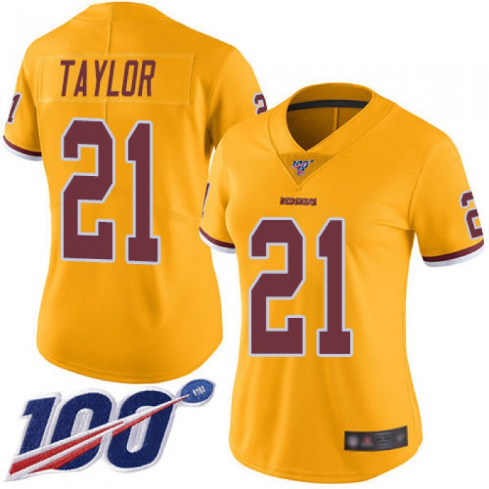 Nike Redskins #21 Sean Taylor Gold Women's Stitched NFL Limited Rush 100th Season Jersey