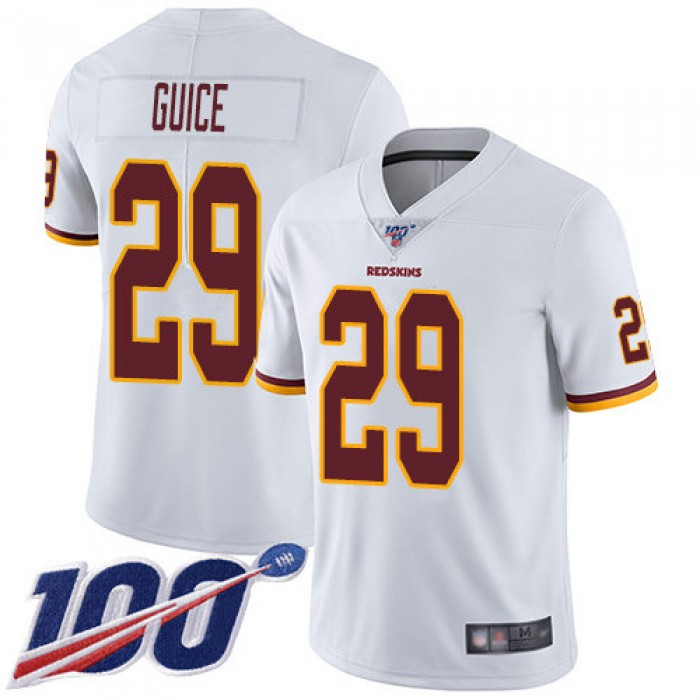 Nike Redskins #29 Derrius Guice White Men's Stitched NFL 100th Season Vapor Limited Jersey