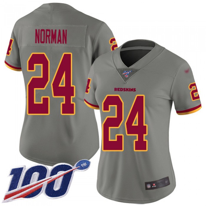 Redskins #24 Josh Norman Gray Women's Stitched Football Limited Inverted Legend 100th Season Jersey