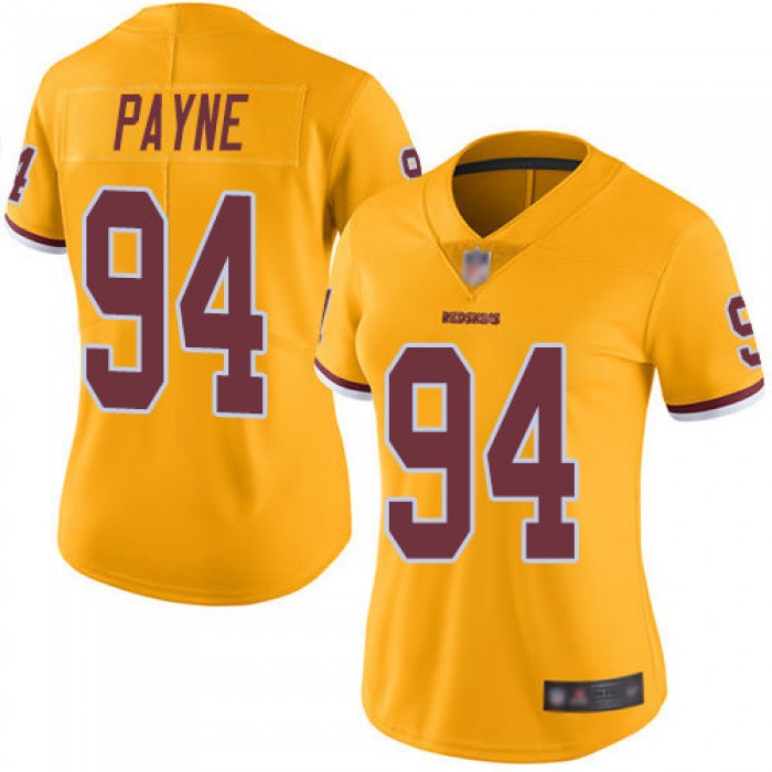 Redskins #94 Da'Ron Payne Gold Women's Stitched Football Limited Rush Jersey