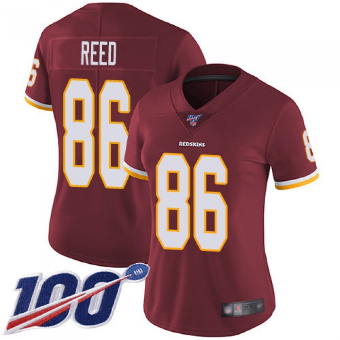 Redskins #86 Jordan Reed Burgundy Red Team Color Women's Stitched Football 100th Season Vapor Limited Jersey